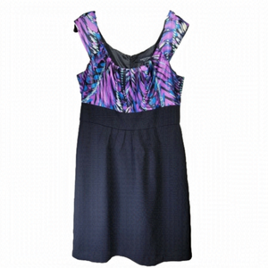 Perceptions New York, 14, black empire waist with purple abstract satin top